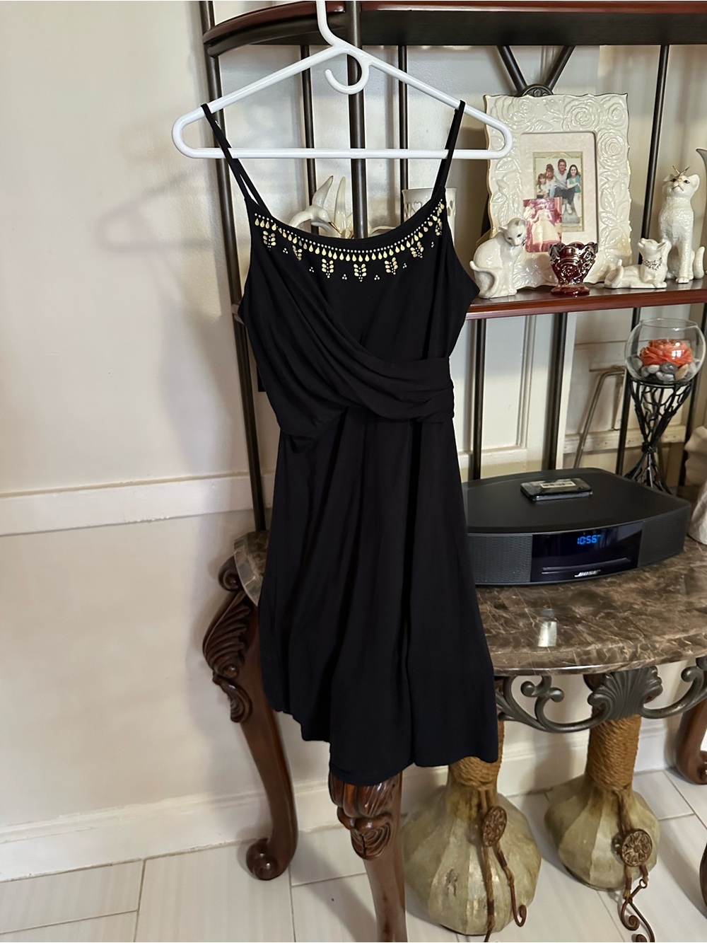 Victoria, secret vintage black Embellished Spaghetti-Strap Dress